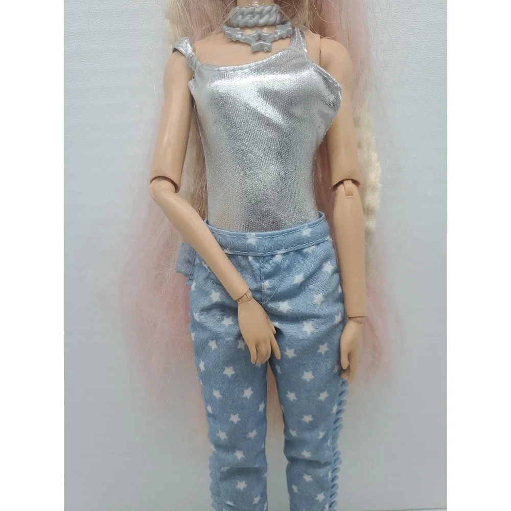 ORIGINAL OUTFIT & HAIR Barbie Extra Doll 2020 #3 Long Blonde‎ Pink Articulated